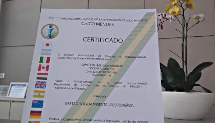 Certificado “Selo Verde” do Instituto Chico Mendes.